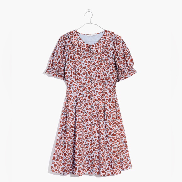 NWT Madewell Collared Puff-Sleeve Mini Dress in Piccola Floral, Size 6 - Picture 6 of 16